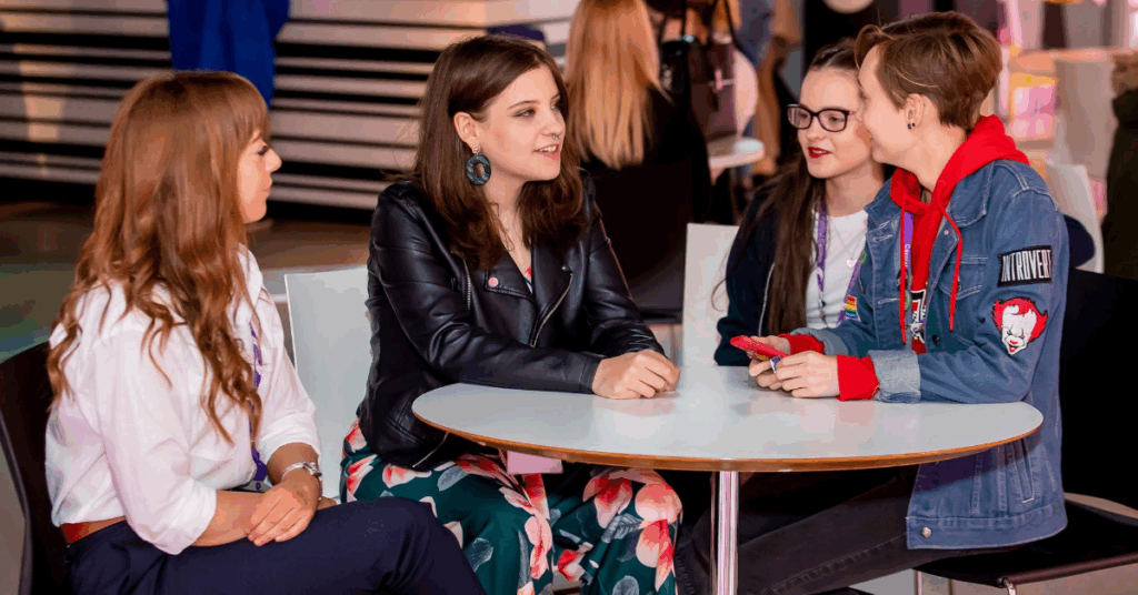 Group of female students in the Arts Cafe