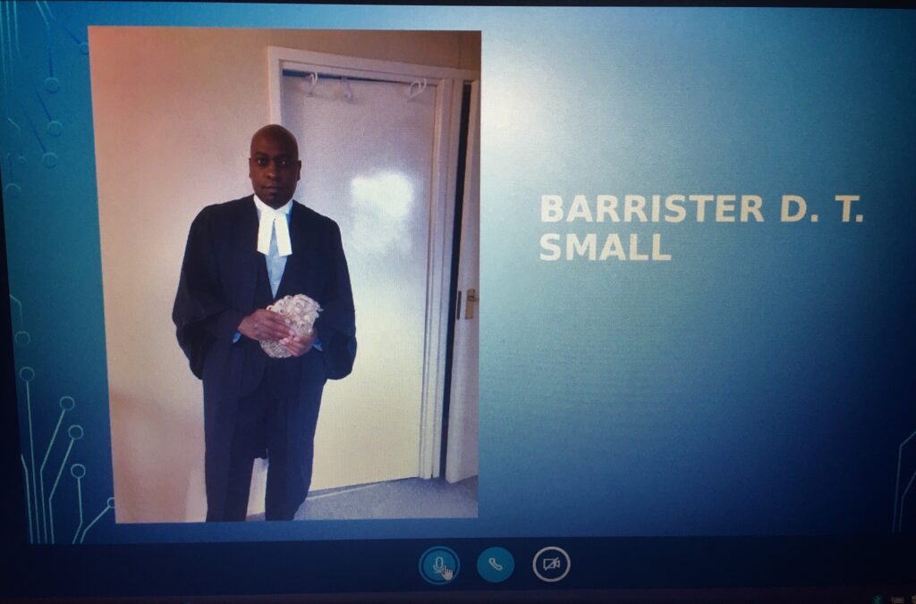 Screenshot of Barrister D.T. Small's presentation