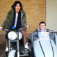Film students pose in Harry Potter bike and sidecar