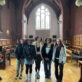 Five female students in the Cambridge University hall