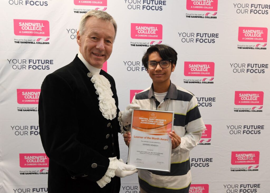 Student presented with Learner of the Month Award by High Sheriff of West Midlands