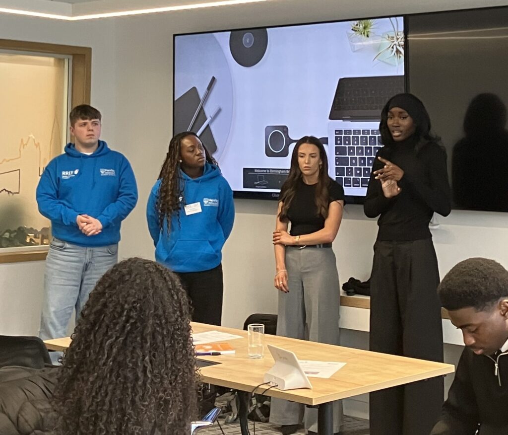 Four students speaking at the Pathways 2 Property event