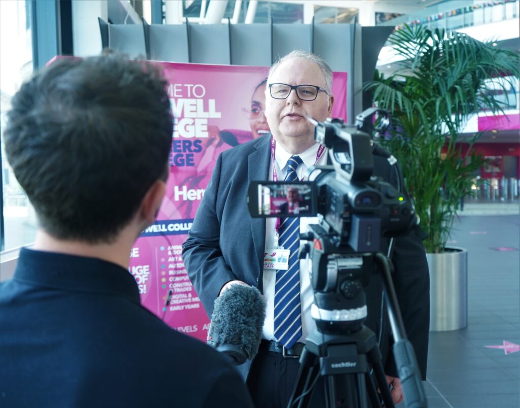 TV interview on camera